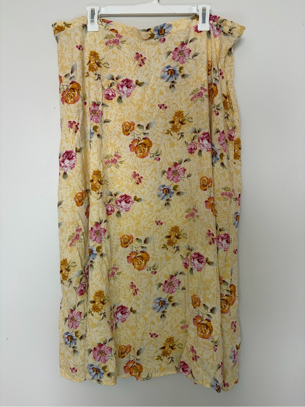 Vintage Avon Style Floral Midi Skirt 3X Yellow Cottagecore Plus Size